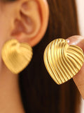 Momentlover Solid Color Heart Shape Drop Earrings