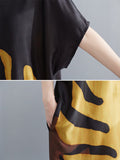 Momentlover Vintage Loose Leaf Printed Midi Dress