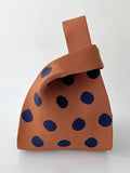 Momentlover Woven Split-Joint Polka-Dot Contrast Color Handbags Bags