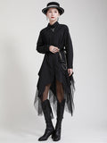 Momentlover Urban Loose Split-Joint Lapel Long Sleeves Midi Dress