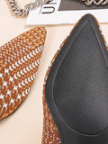Momentlover Pointed-Toe Houndstooth Shoes Pumps