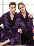 Momentlover Comfortable Solid Bandage Pajama Robe