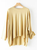 Momentlover Simple Solid Color High-Low Asymmetric Modal Pajama Top