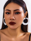 Momentlover Solid Color Hollow Geometric Drop Earrings