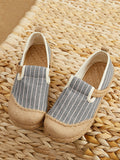 Momentlover Straw Knitting Striped Flat Shoes Casual Shoes