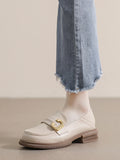 Momentlover Split-Joint Round-Toe Platform Shoes Loafers