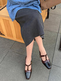Momentlover Square-Toe Split-Joint Hollow Pumps