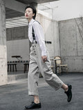 Momentlover Vintage One-Shoulder Multi-Buckle Jumpsuit