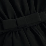 Momentlover Elegant Simple Black And White Feather Long Sleeve Party Dress