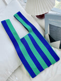 Momentlover Striped Contrast Color Woven Handbag Bags