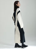 Momentlover Casual Loose Long Sleeves Contrast Color High-Neck Sweater Top&Skirt Two Pieces Set