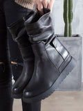 Momentlover Leisure Fashion Solid Leather Martin Boots