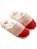 Momentlover Indoor Non-Slip Keep Warm Striped Slippers
