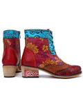 Momentlover Bohemia Vintage Embossing Bandage Mid Boots
