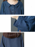 Momentlover Loose Denim Shirt Maxi Dresses