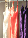 Momentlover Vintage Solid Color Spaghetti-Neck Loose Sleeveless Mini Dress