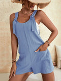 Momentlover Solid Color Sleeveless Loose U-neck Rompers