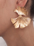 Momentlover Solid Color Leaves Shape Geometric Drop Earrings