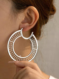 Momentlover Solid Color Hollow Geometric Drop Earrings