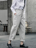 Momentlover Vintage One-Shoulder Multi-Buckle Jumpsuit