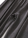 Momentlover High Waisted Loose Drawstring Elasticity Solid Color Casual Pants Bottoms Trousers