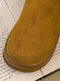 Momentlover Velvet Split-Joint Round-Toe Platform Shoes Boots