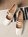 Momentlover Square-Toe Shallow Cut Lace-Up Pumps