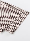 Momentlover Printed Plaid Wide Leg  Pants&Lapel Shirts Tops Two Pieces Set