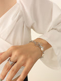 Momentlover Leisure Fashion Simple Geometric Pearl Alloy Bracelet Accessories