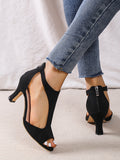 Momentlover Zipper Peep Toe Pumps Sandals