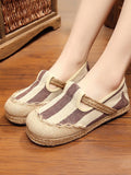 Momentlover Striped Flat Shoes Casual Canvas Shoes