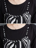 Momentlover Zebra-Stripe Loose Culottes Spaghetti-Neck Overalls