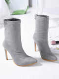 Momentlover Split-Joint Solid Color Pointed-Toe Pumps Boots