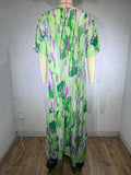 Momentlover Printed Multi-Colored Short Sleeves Loose V-neck Maxi Dresses