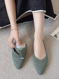 Momentlover Solid Color Hollow Breathable Flat Shoes
