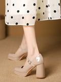 Momentlover Square-Toe Shallow Cut Pumps Mary Janes