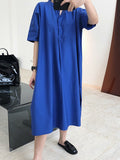 Momentlover Original Solid Round-Neck Shirt Dress