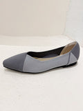 Momentlover V-Cut Split-Joint Pointed-Toe Contrast Color Flats Flat Shoes