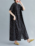 Momentlover Original Polka-Dot Stand Collar Shirts Dress