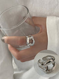 Momentlover Geometric Chain Shape Solid Color Rings Accessories
