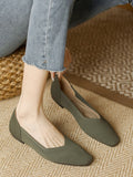 Momentlover Square-Toe Solid Color Shoes Flats