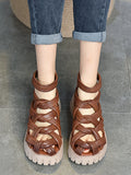 Momentlover Casual Hollow Gladiator Shoes Platform Sandals