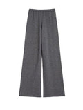 Momentlover Urban Loose Solid Round-Neck Vest Top& V-Neck Sweater Tops& Wide Leg Pants Three-Piece Set