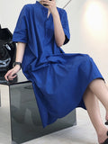 Momentlover Original Solid Round-Neck Shirt Dress