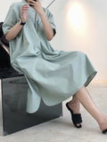 Momentlover Original Solid Round-Neck Shirt Dress