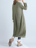 Momentlover Casual Loose Plus Size Solid Color Hooded Midi Dresses