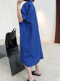 Momentlover Original Solid Round-Neck Shirt Dress