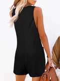 Momentlover Split-Joint Sleeveless Loose U-Neck Rompers