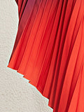 Momentlover Pleated Gradient Oversize Loose Round-Neck Midi Dresses
