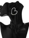 Momentlover Solid Color Hollow Heart Shape Geometric Drop Earrings